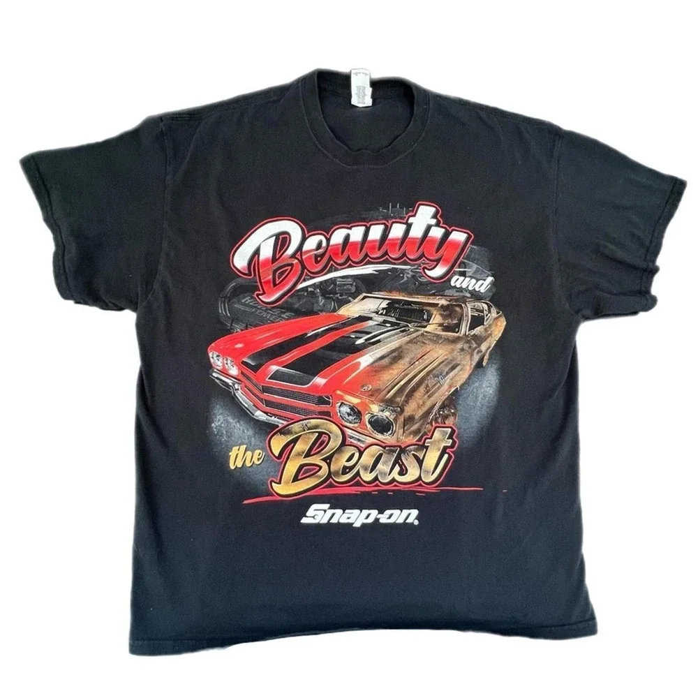 Snap-on T-Shirt Black Beauty and the Beast Muscle Car Graphic XL